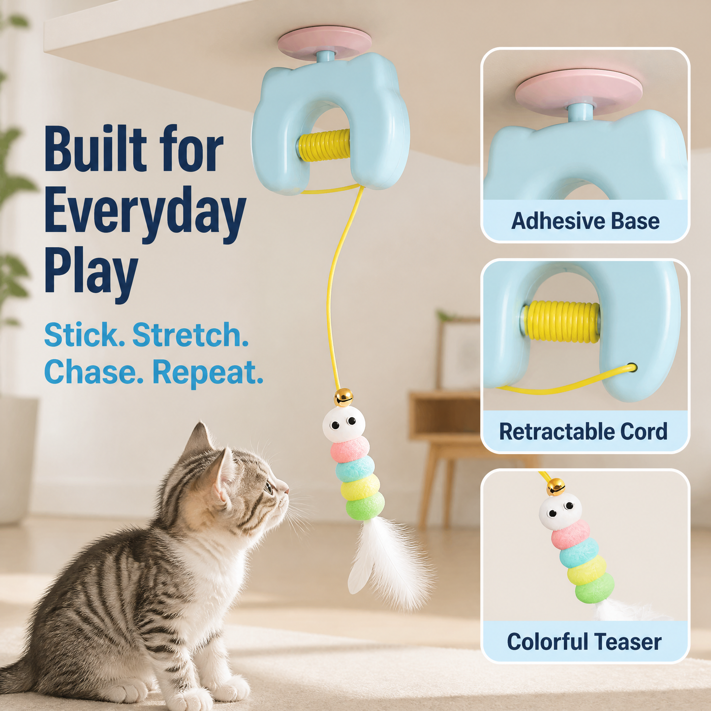 The 24/7 Playmate: Automatic Retractable Interactive Cat Teaser Toy