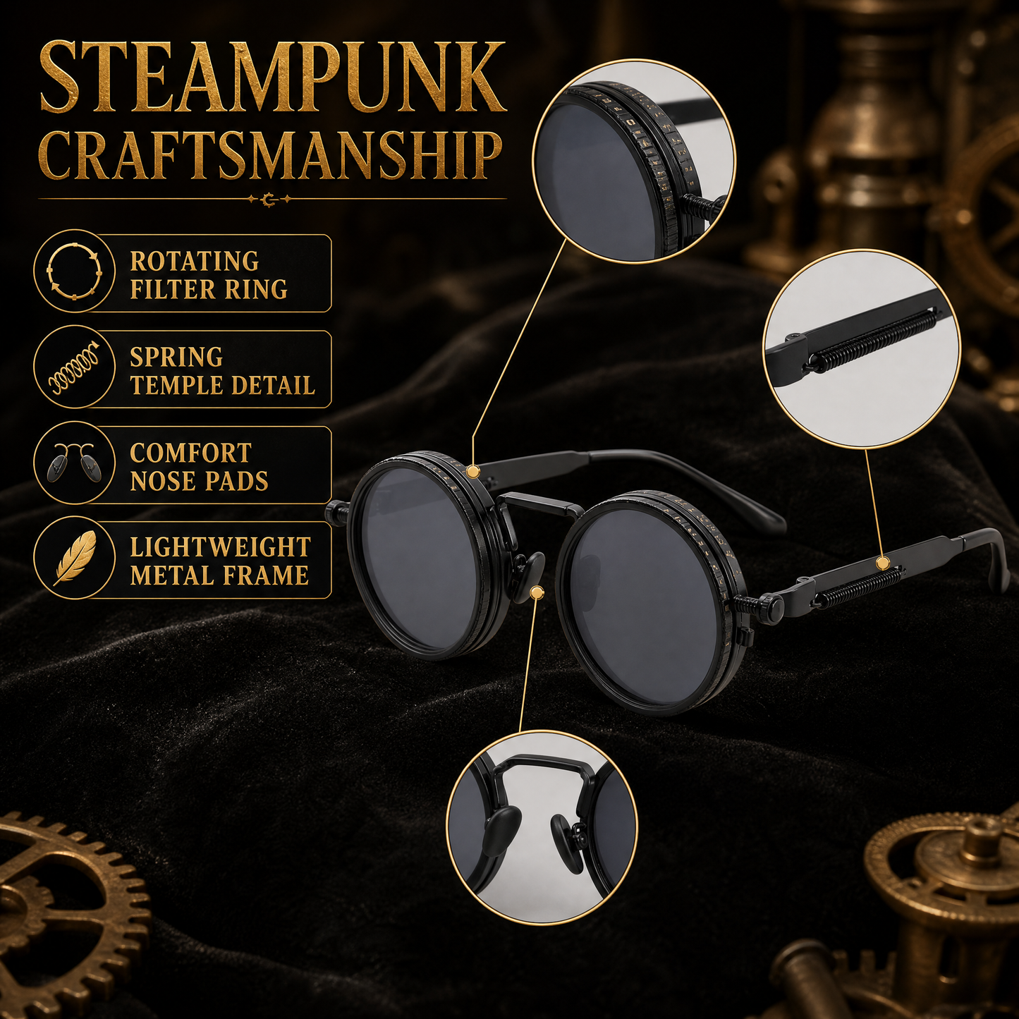 ND9 Adjustable Dimming Sunglasses, Retro Round UV400 Polarized Outdoor Glasses