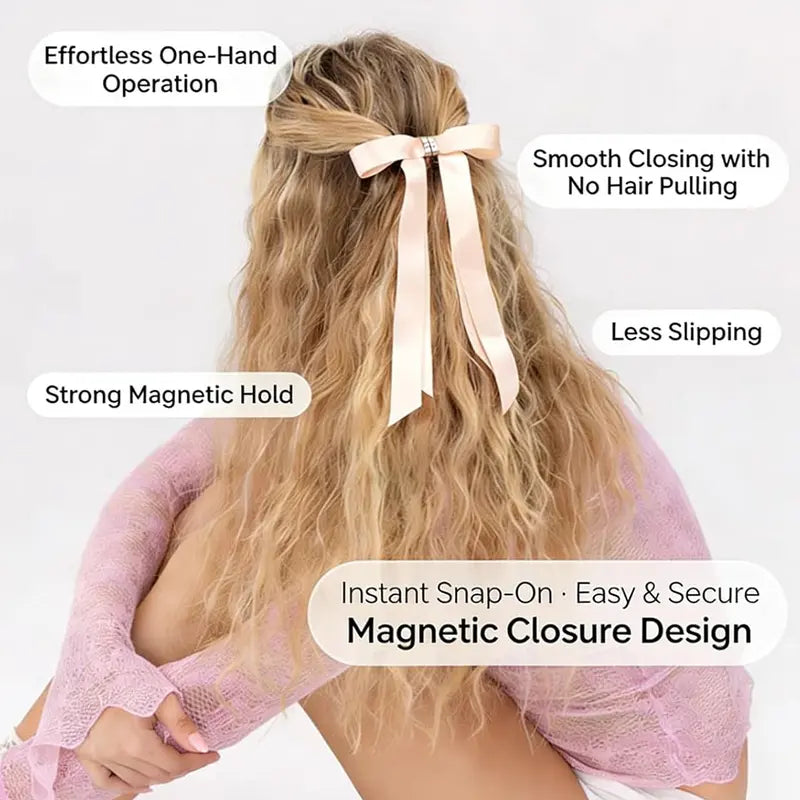 The Effortless Magnetic Bow: Chic Satin Hair Accessory for Instant Glamour
