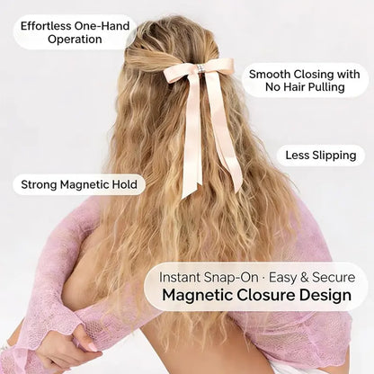 The Effortless Magnetic Bow: Chic Satin Hair Accessory for Instant Glamour
