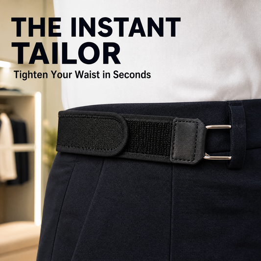 Buckle-Free Invisible Elastic Waist Belt for Jeans (Adjustable Hook & Loop)