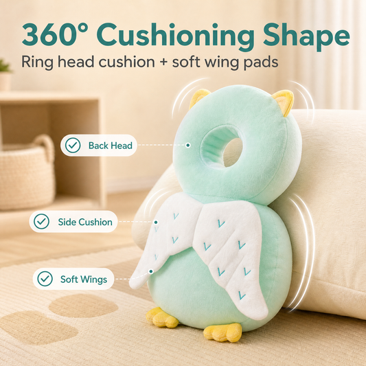 Baby Head Protector Backpack, Anti-Fall Infant Safety Cushion for Toddlers Learning to Walk, Breathable Soft Plush Pillow for Head & Back Protection