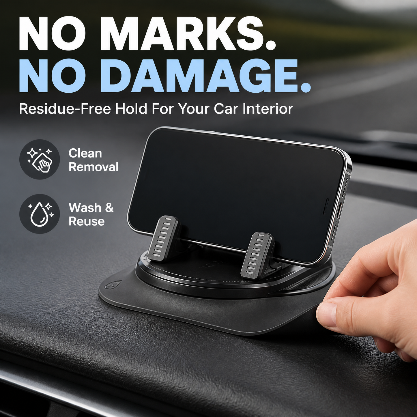 360° Adjustable Car Phone Holder – Universal Dashboard Suction Cup Mount