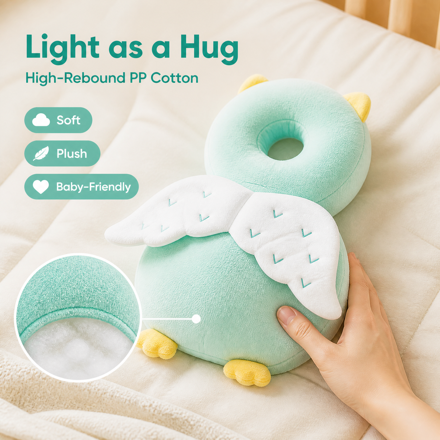 Baby Head Protector Backpack, Anti-Fall Infant Safety Cushion for Toddlers Learning to Walk, Breathable Soft Plush Pillow for Head & Back Protection