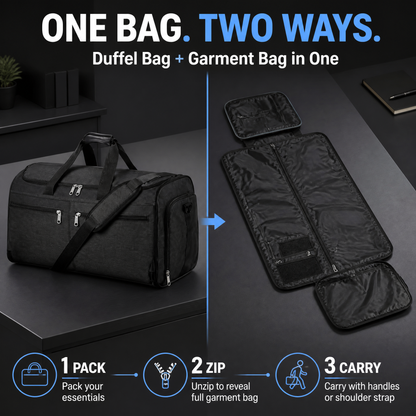 The Ultimate 2-in-1 Travel Suit Bag & Weekender Duffel (Wrinkle-Free)