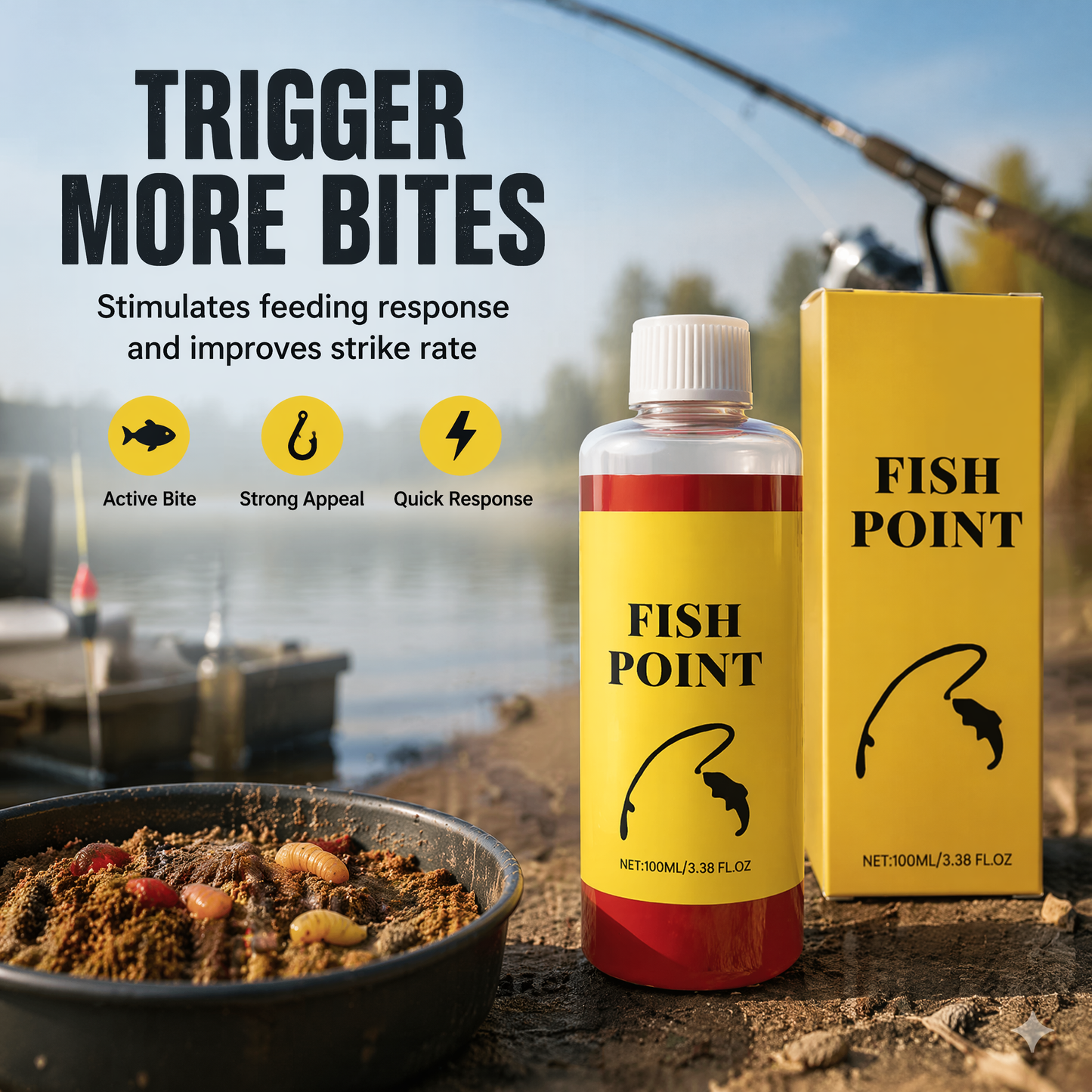 Fish Point Red Worm Fishing Scent Additive – Bait Enhancer Liquid 100ml