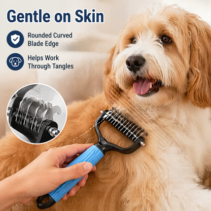 Universal Pet Detangling — Double-Sided Stainless Steel Grooming Tool for Coat Care & Shedding Removal