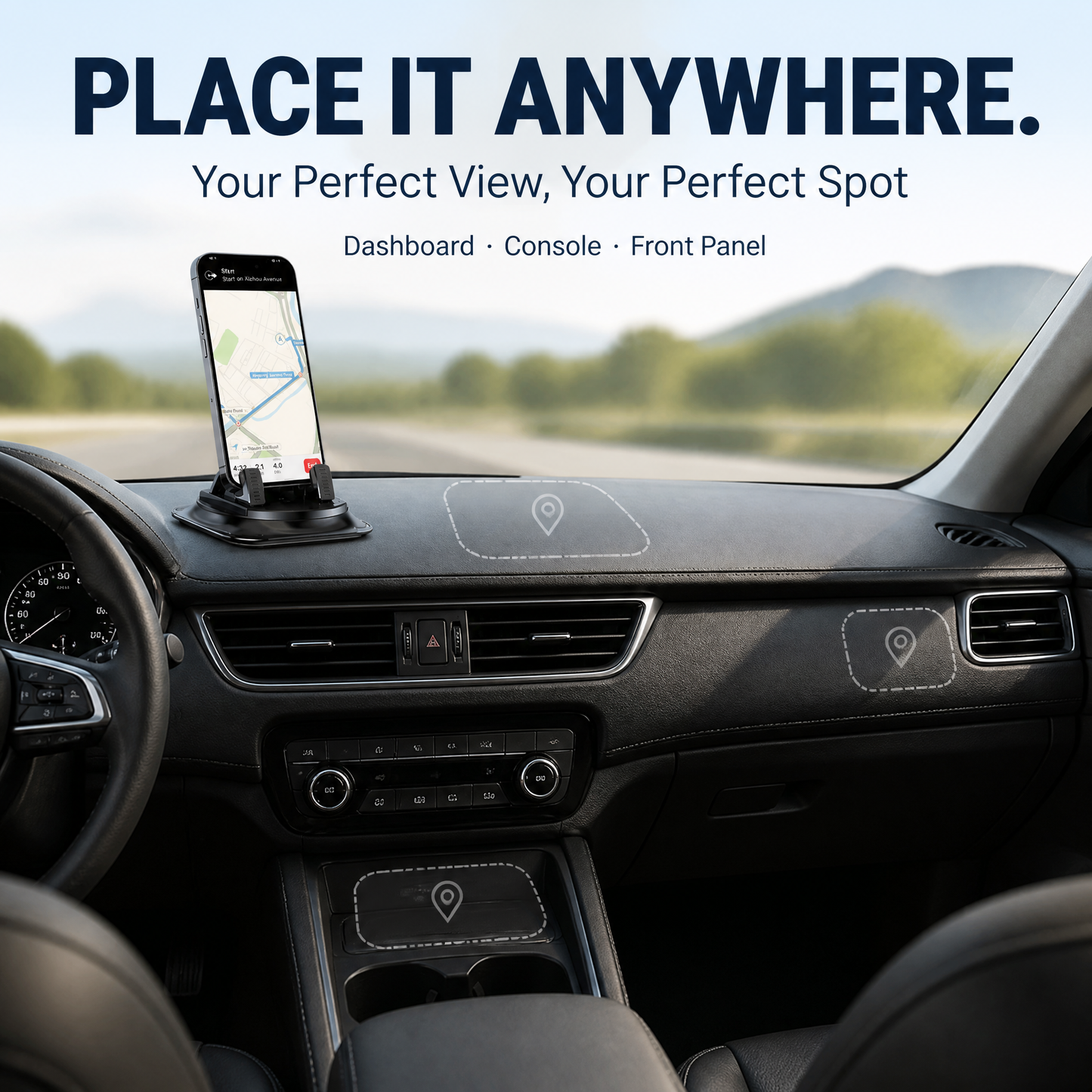 360° Adjustable Car Phone Holder – Universal Dashboard Suction Cup Mount
