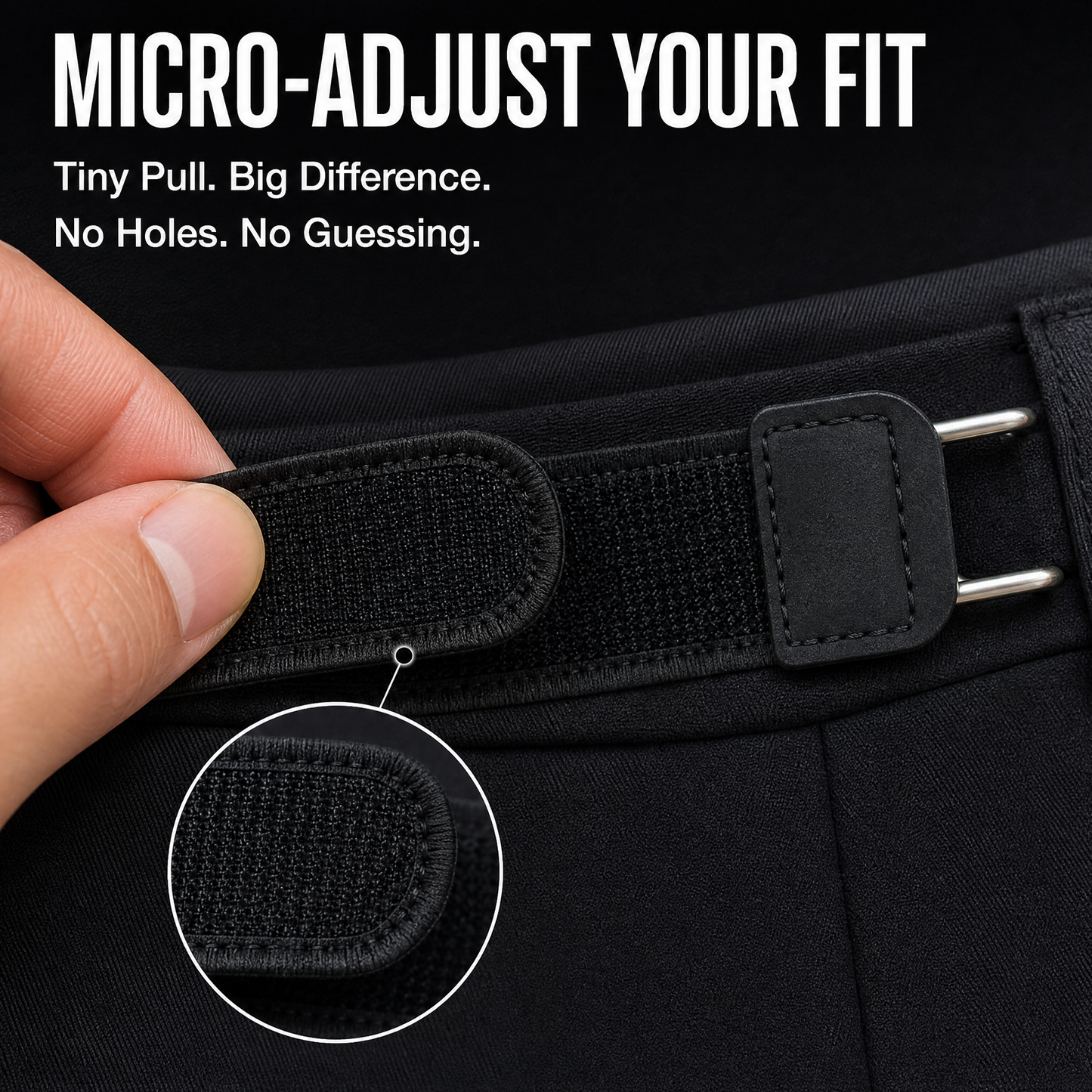 Buckle-Free Invisible Elastic Waist Belt for Jeans (Adjustable Hook & Loop)