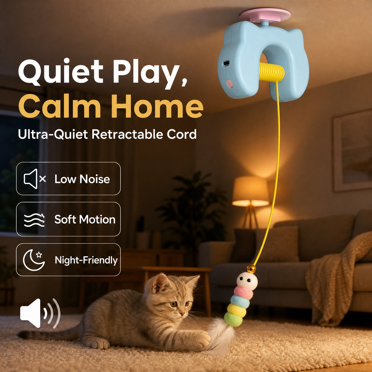 The 24/7 Playmate: Automatic Retractable Interactive Cat Teaser Toy