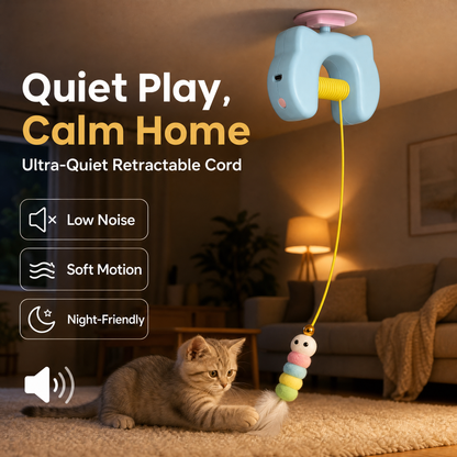 The 24/7 Playmate: Automatic Retractable Interactive Cat Teaser Toy