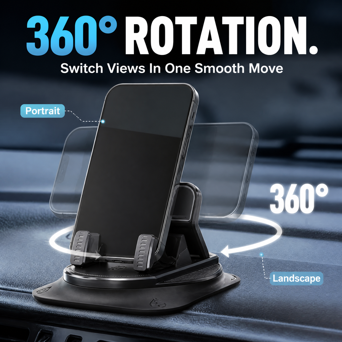 360° Adjustable Car Phone Holder – Universal Dashboard Suction Cup Mount