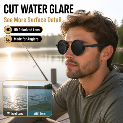 ND9 Adjustable Dimming Sunglasses, Retro Round UV400 Polarized Outdoor Glasses