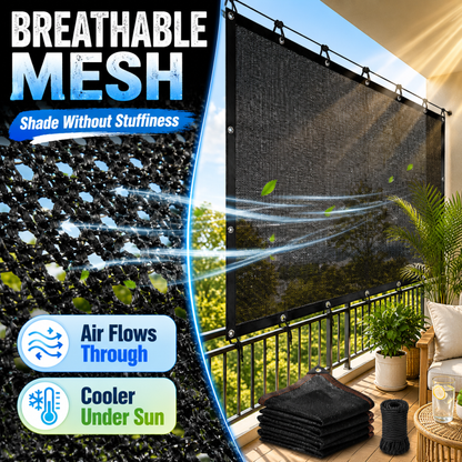 90% Blackout Cloth (Black) - 10 x 13ft UV-Resistant Shade Net with Reinforced Rivets, Suitable for Outdoor Adventures / Camping / Garden / Patio / Greenhouse.Mesh Shade Cloth