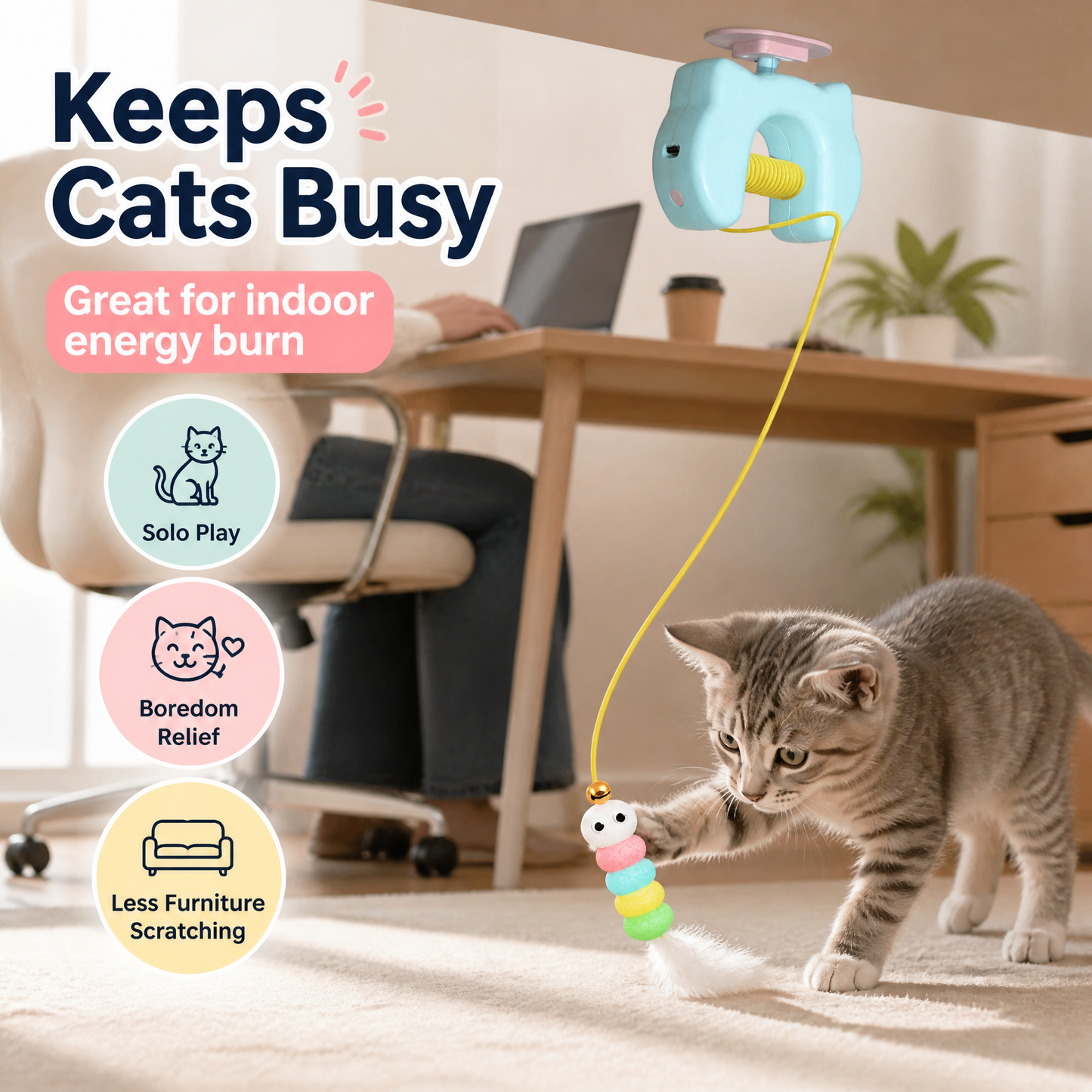 The 24/7 Playmate: Automatic Retractable Interactive Cat Teaser Toy