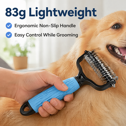 Universal Pet Detangling — Double-Sided Stainless Steel Grooming Tool for Coat Care & Shedding Removal
