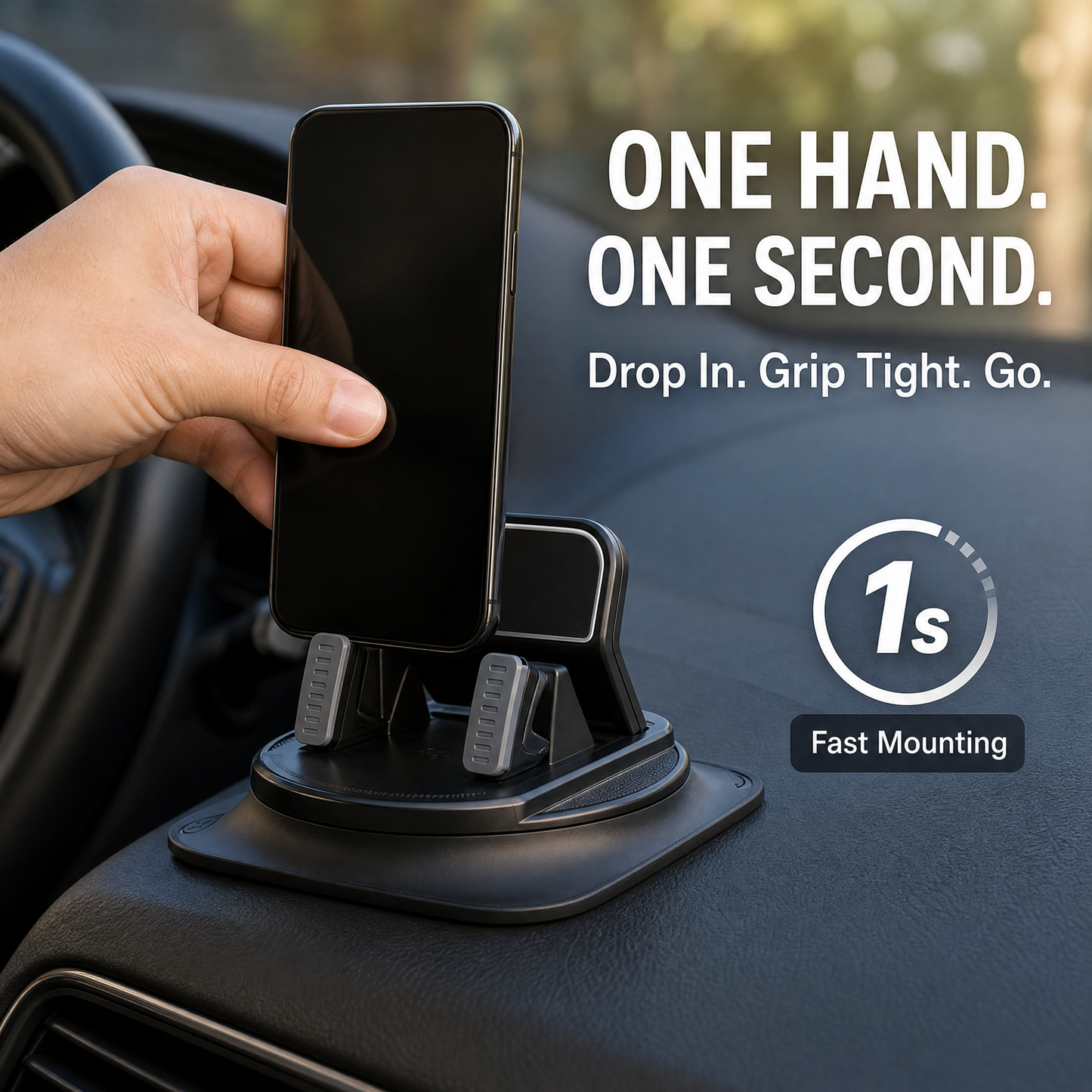 360° Adjustable Car Phone Holder – Universal Dashboard Suction Cup Mount