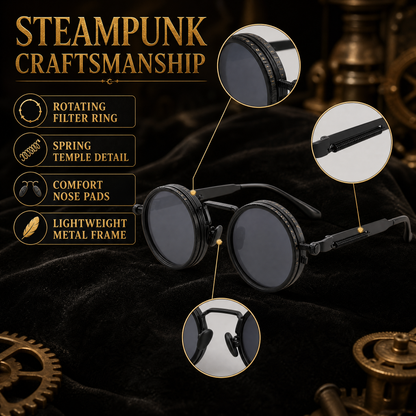 ND9 Adjustable Dimming Sunglasses, Retro Round UV400 Polarized Outdoor Glasses