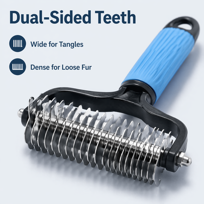 Universal Pet Detangling — Double-Sided Stainless Steel Grooming Tool for Coat Care & Shedding Removal